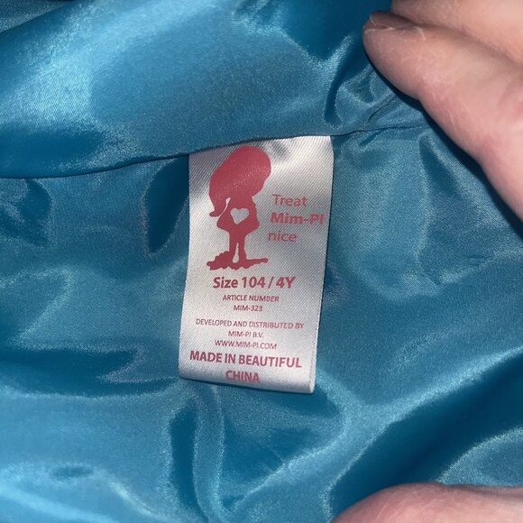 Mim Pi stretch puffer belted coat girls size 4 chevron - Picture 9 of 13